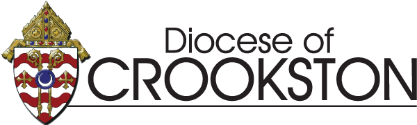 The logo of the Diocese of Crookston exudes a sense of solemn endorsement, featuring a shield adorned with crosses and waves, all crowned by a bishop's mitre.