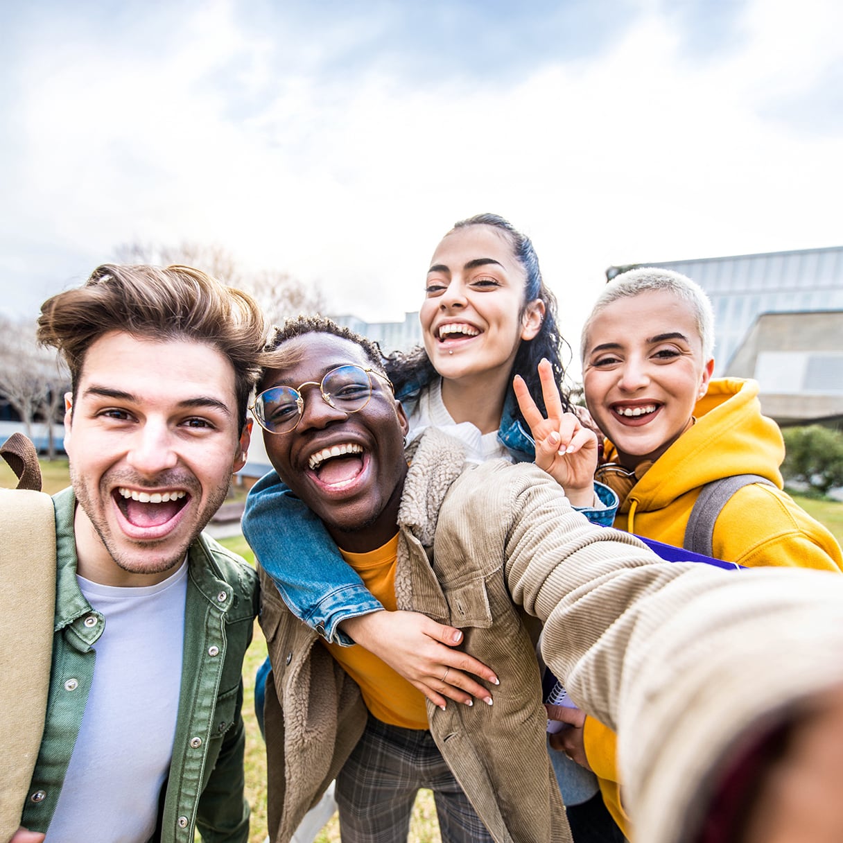 Group of friends take a selfie