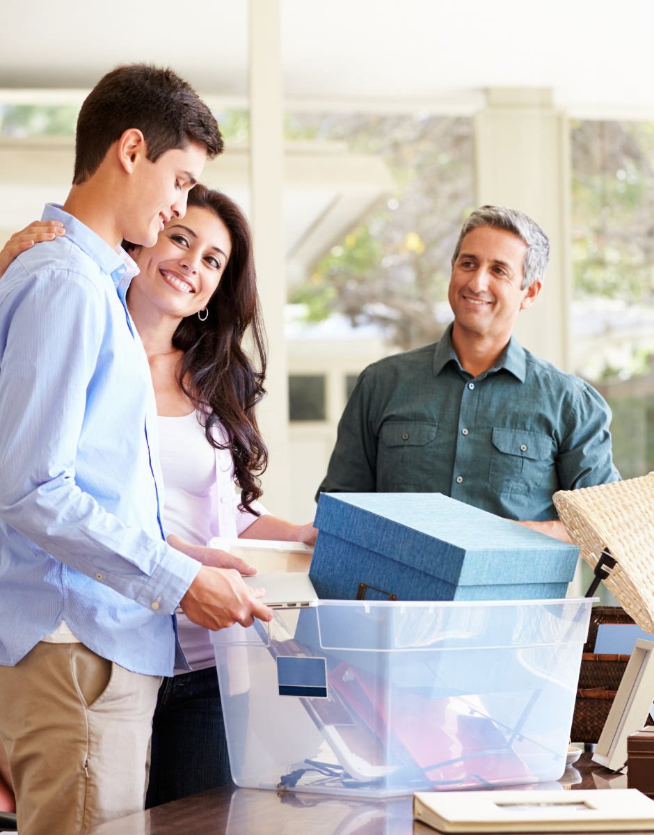 Parents connecting with child as they graduate high school and head to college